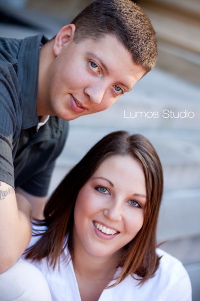 Greg and Leah pose on the steps of the McKissick Museum