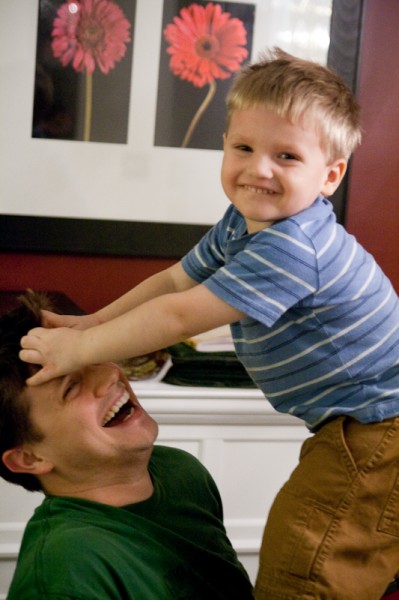 My nephew playing with his dad