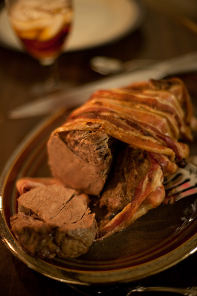Bacon-wrapped roast