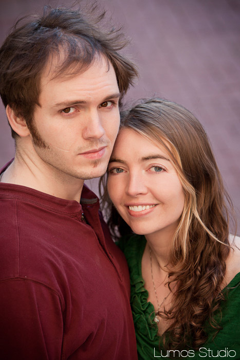 Brian + Sara: Engagement portrait on USC's Horseshoe